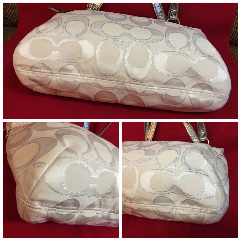 SOLD! COACH  Outline Signature Metallic GLAM Tote - Picture 2 of 8